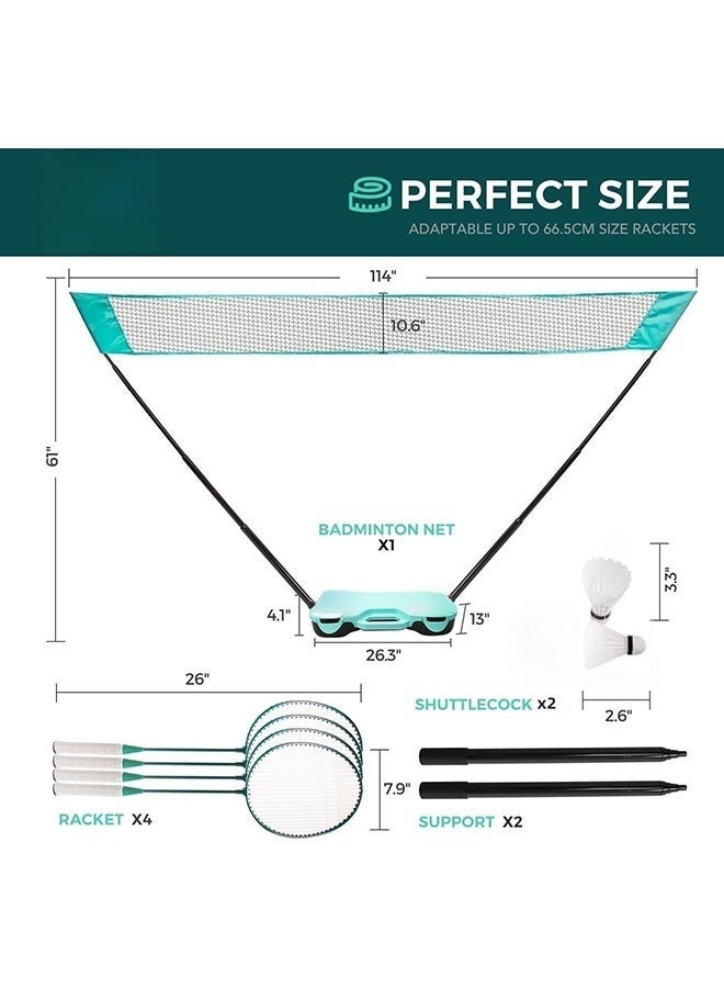 Arabest Outdoor Badminton Net Stand,Portable Badminton Net Set with Storage Base, with Net, 4 Racket, 2 Shuttlecocks, Portable Storage Box, for Backyards, Outdoor Games - Image 5